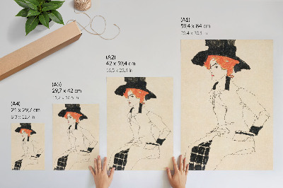 Wandposter Porträt einer Frau (1910) von Egon Schiele – eine weibliche Strichzeichnung aus der Sammlung des Metropolitan Museum of Art.