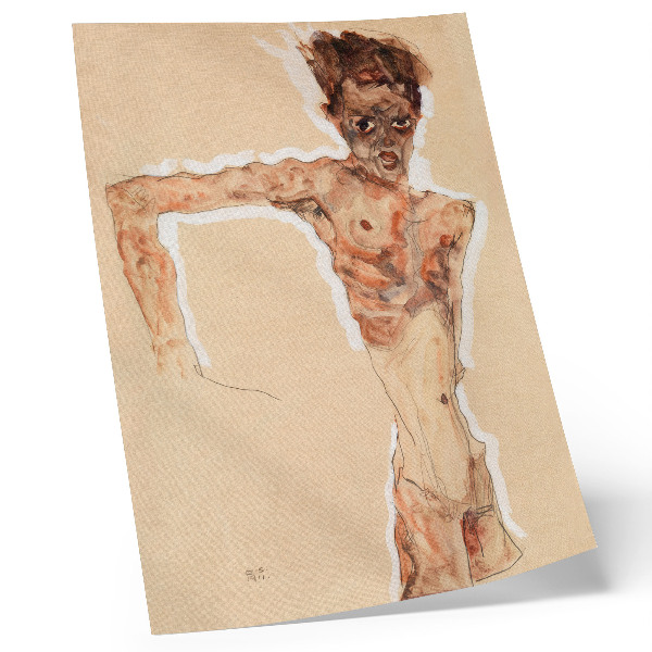 Poster Nackter Mann: Selbstporträt (1911) von Egon Schiele – ein Gemälde eines Mannes aus der Sammlung des Metropolitan Museum of Art