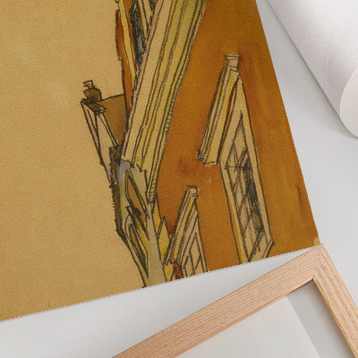 Wandposter Vorderansicht des Gebäudes (Haus in Krumau) (1910) von Egon Schiele