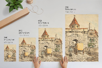Poster Stadttor mit Kutsche (Studentenarbeit) von Egon Schiele
