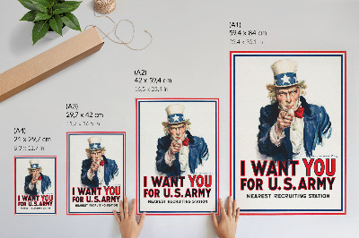 Poster Steckbrief für amerikanische Soldaten, eine ästhetische Lithografie von James Montgomery Flagg