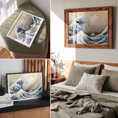 Poster kunstdruck Die große Welle vor Kanagawa (1760–1849) von Hokusai – Japanischer Ukiyo-e-Holzschnitt