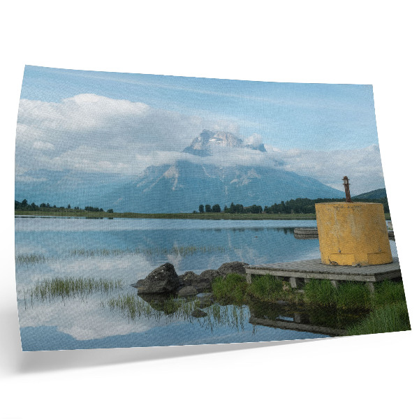 Kunstdruck poster Berge, See, Wolken, Brücke