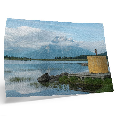 Kunstdruck poster Berge, See, Wolken, Brücke