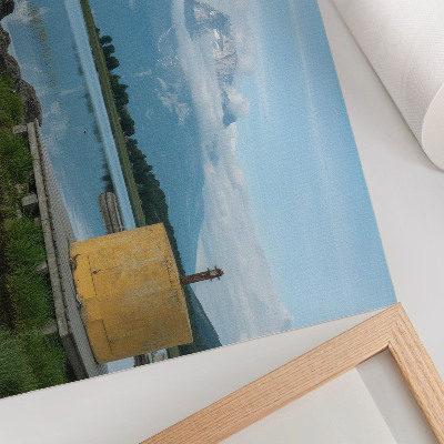 Kunstdruck poster Berge, See, Wolken, Brücke