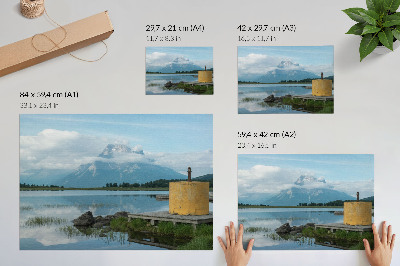 Kunstdruck poster Berge, See, Wolken, Brücke