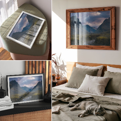 Poster Berge in den Wolken, blauer Frieden, Natur