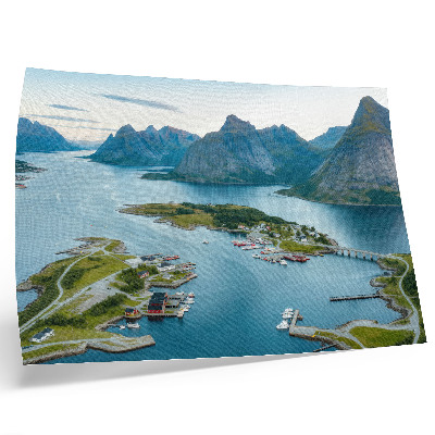 Poster kunstdruck Fjorde, Berge, Stadt, Frieden und Harmonie