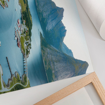 Poster kunstdruck Fjorde, Berge, Stadt, Frieden und Harmonie