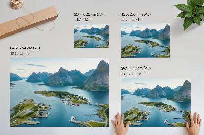 Poster kunstdruck Fjorde, Berge, Stadt, Frieden und Harmonie