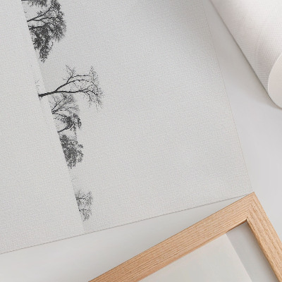 Poster kunstdruck Minimalistische Winterlandschaft mit Bäumen und Frieden