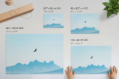 Kunstdruck poster Minimalistische Bergvogellandschaft