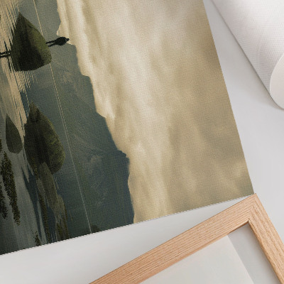 Poster kunstdruck Berge, See, Mensch, friedliche Harmonie der Natur