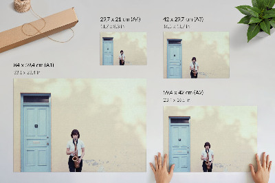 Poster kunstdruck Minimalismus, leuchtende Farben, Ruhe, Musik an der Tür