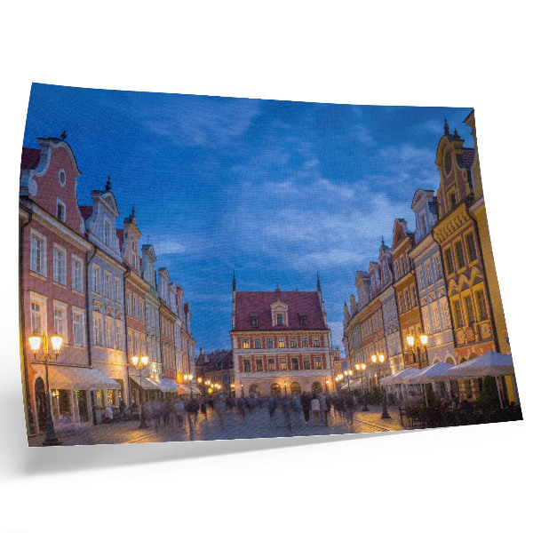 Poster kunstdruck Historische Mietshäuser am Abend im bunten Licht