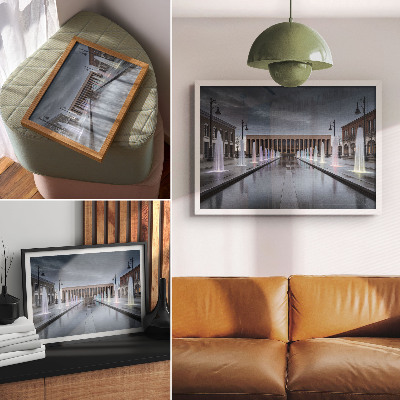 Kunstdruck poster Brunnen und Architektur, moderne Beleuchtung