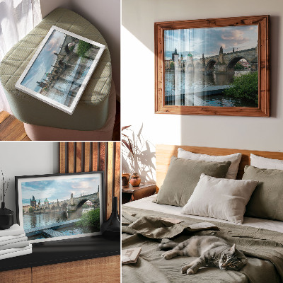 Kunstdruck poster Brücke über den Fluss, historische Architektur, Frieden