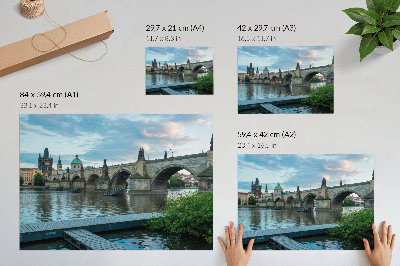 Kunstdruck poster Brücke über den Fluss, historische Architektur, Frieden