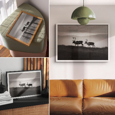 Kunstdruck poster Rentier auf einem Hügel – minimalistische Komposition