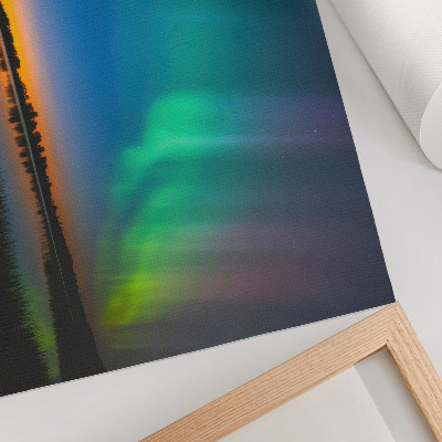Poster Nordlichter über dem See, eine magische Atmosphäre