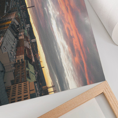 Kunstdruck poster Sonnenuntergang über dem Stadtpanorama