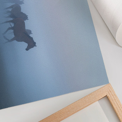 Poster kunstdruck Pferde im Nebel, eine beruhigende Komposition voller Frieden