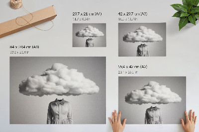 Kunstdruck poster Surrealistisches Minimalismus-Motiv: Weiße Wolke