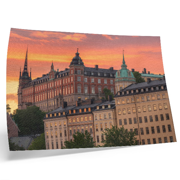 Poster Sonnenuntergang, charmante Gebäude, historische Atmosphäre