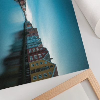 Kunstdruck poster Bunte Häuser spiegeln sich im Fluss, skandinavische Atmosphäre