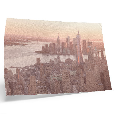 Poster Hohe Wolkenkratzer in warmen Sonnenuntergangsfarben