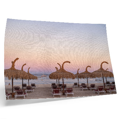 Poster kunstdruck Azurblaues, ruhiges Meer, zartrosa Horizont
