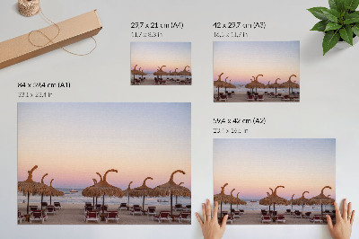Poster kunstdruck Azurblaues, ruhiges Meer, zartrosa Horizont