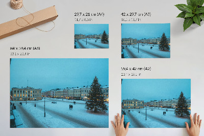 Poster kunstdruck Winterlandschaft, klassische Architektur, Weihnachtsstimmung