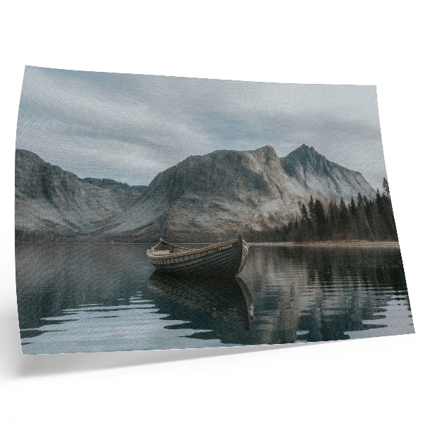 Poster kunstdruck Berge, See, Boot, Frieden, Harmonie