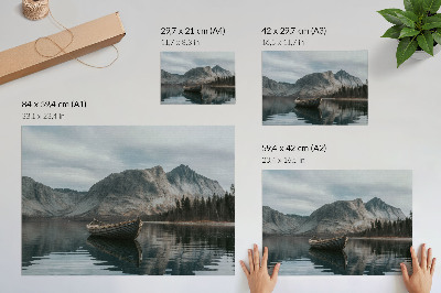 Poster kunstdruck Berge, See, Boot, Frieden, Harmonie