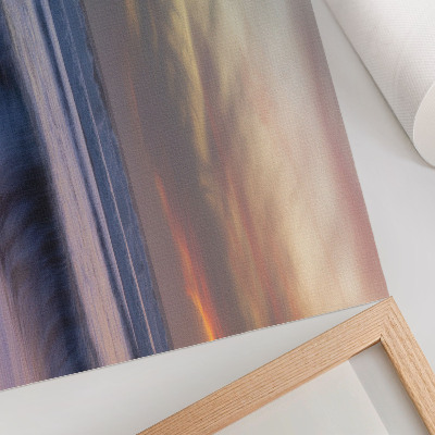 Kunstdruck poster Pastellfarbene Meereswellen und die untergehende Sonne