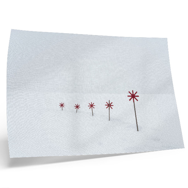 Poster kunstdruck Minimalistische Wintersterne in Weiß und Rot