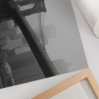 Kunstdruck poster Die Brücke und die Stadt in Grautönen, Frieden und Eleganz