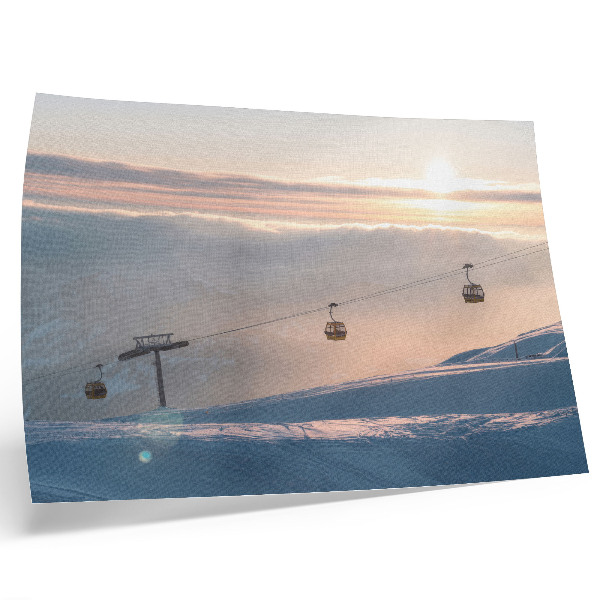 Kunstdruck poster Winterlandschaft mit Seilbahn