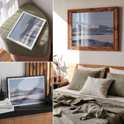 Poster kunstdruck Verschneite Berge, Winterlandschaft, klarer Himmel