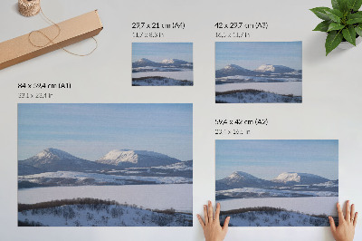 Poster kunstdruck Verschneite Berge, Winterlandschaft, klarer Himmel