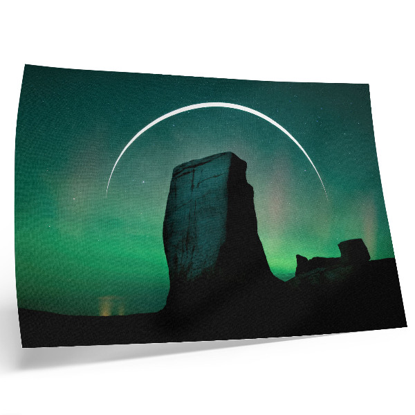 Kunstdruck poster Nachthimmel, grüne Felsentöne, kosmische Atmosphäre