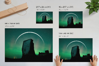 Kunstdruck poster Nachthimmel, grüne Felsentöne, kosmische Atmosphäre