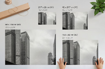 Kunstdruck poster Monochromatische moderne Stadtwolkenkratzer
