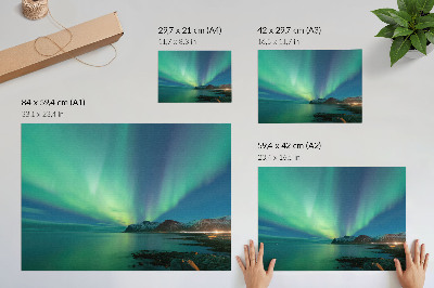 Poster kunstdruck Nordlichter über dem Meer, eine magische Atmosphäre