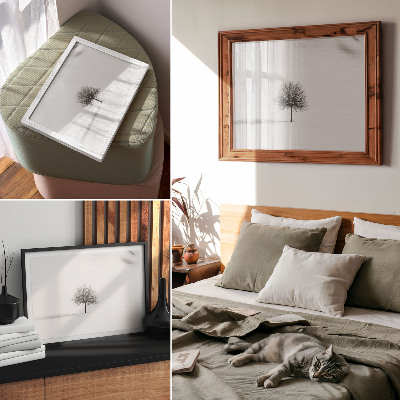 Poster Minimalistisches winterliches Baumlandschafts-Harmoniemotiv