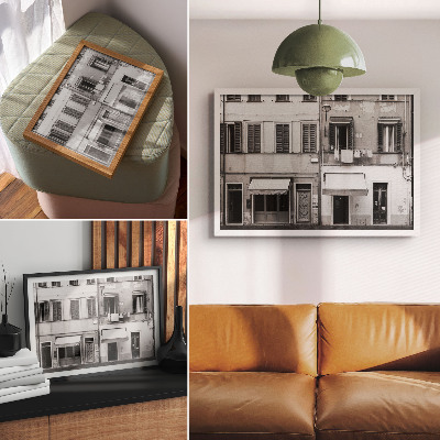 Kunstdruck poster Die Fassade des Mietshauses, der Kontrast von Schwarz und Weiß, Minimalismus