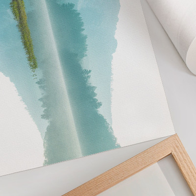 Kunstdruck poster Ein friedlicher See inmitten grüner Berge