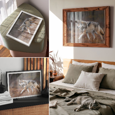 Poster Wolf in Bewegung, wilde Landschaft, Natur