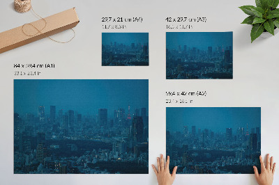 Poster Metropole bei Nacht, Lichter der modernen Wolkenkratzer